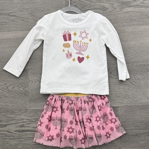 Kids Matching Set with White and Pink Design